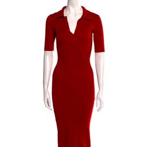 CAROLINE CONSTAS V-Neck Midi Length Dress w/ Tag
